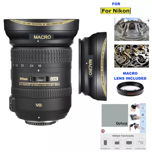 HD FISHEYE MACRO Lens for Nikon AF-S DX NIKKOR 18-200mm f/3.5-5.6G ED VR II Lens