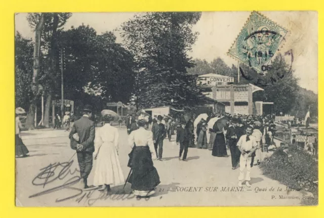 cpa 94 - NOGENT sur MARNE en 1906 Quai de la Marne Belle Animation