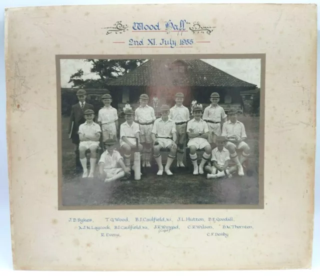 July 1955 Wood Hall Cricket team 2nd XI all named 12.7x11" Gross orig photo