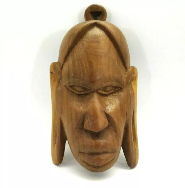 Hand Carved Wood Portrait Face Primitive Tribal Wall Hanging READ!!!