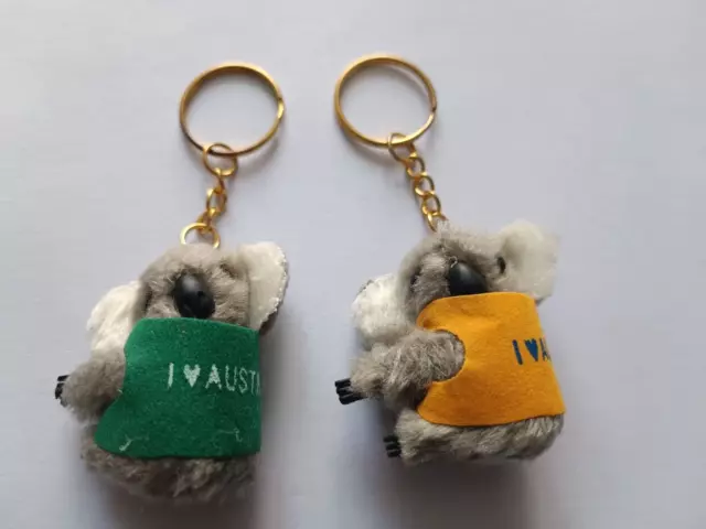 2 Porte-clés KOALA Peluche I LOVE AUSTALIA Keychain Vintage