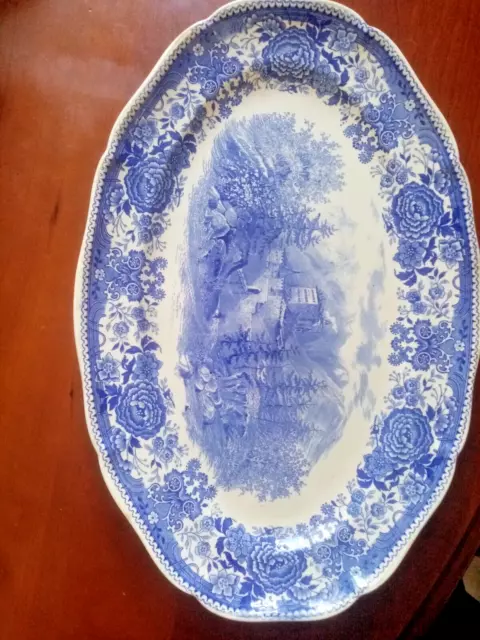 VERY NICE OVAL DISH VILLEROY & BOCH BURGENLAND blue CHATEAU made in Germany