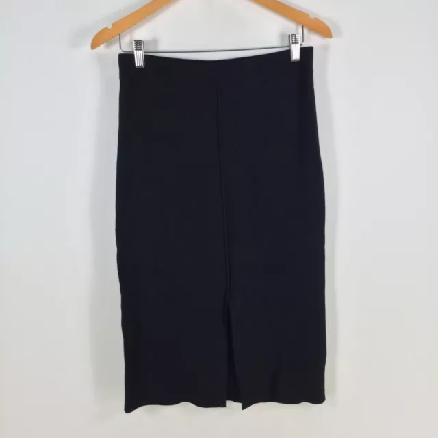 Forever New womens skirt size S black pencil knit stretch knee length 078417