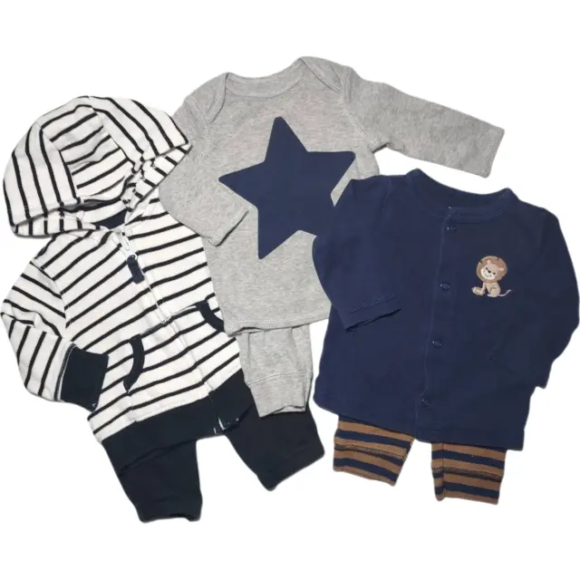 Carter's Baby Boy 3 Mos 2pc Set Outfit Lot Hooded Jacket Star Shirt Pants Lion