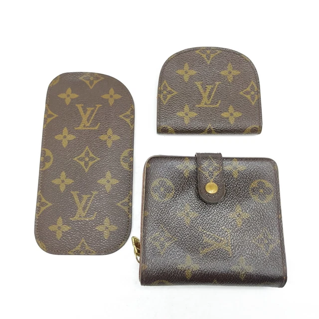 Louis Vuitton LV Wallet 3 pieces set Eye Glasses Case CoinPurse Monogram 1550294