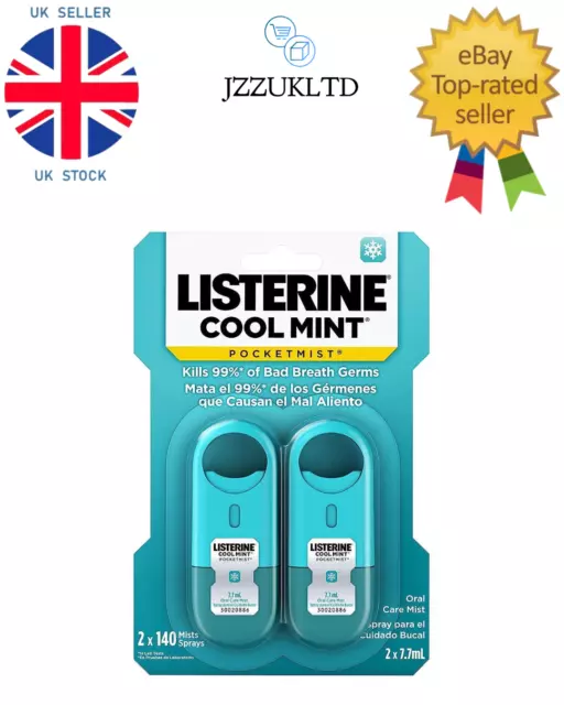 Listerine Cool Mint Pocketmist, cool neuwertiger Geschmack, 0,26 Flüssigunzen - 2 Stück