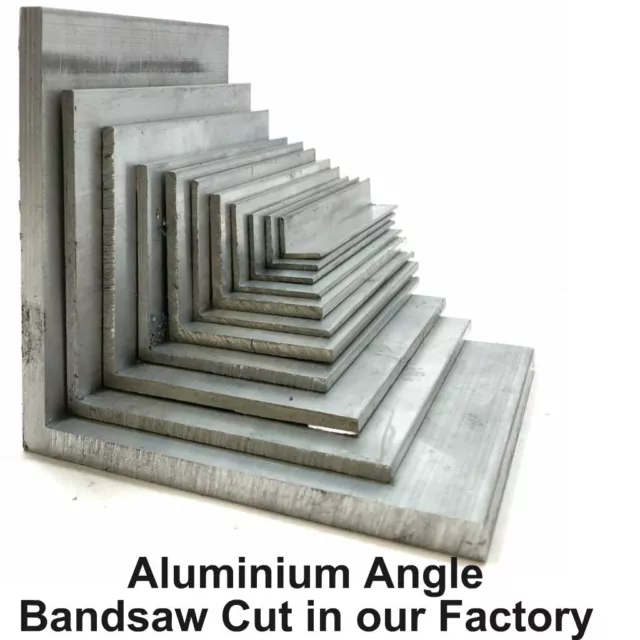 Aluminium Equal Angle 1 Mtr /1000mm Lengths sizes from 1/2" to 4" Bandsaw Cut