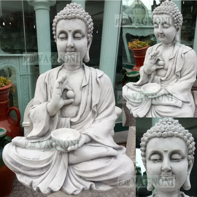 Statua Buddha In Cemento E Marmo 82 Cm Per Giardino Dei FratelliVagnoni