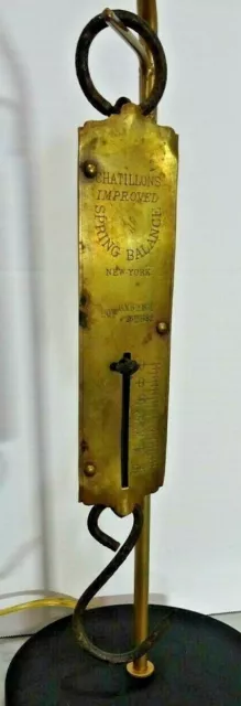 Antique Chatillons New York Improved 50 lb. Brass Hanging Spring Balance Scale