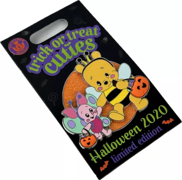 Disney Parks Silver Glitter Halloween Trick Or Treat Cuties Pooh and Piglet Pin