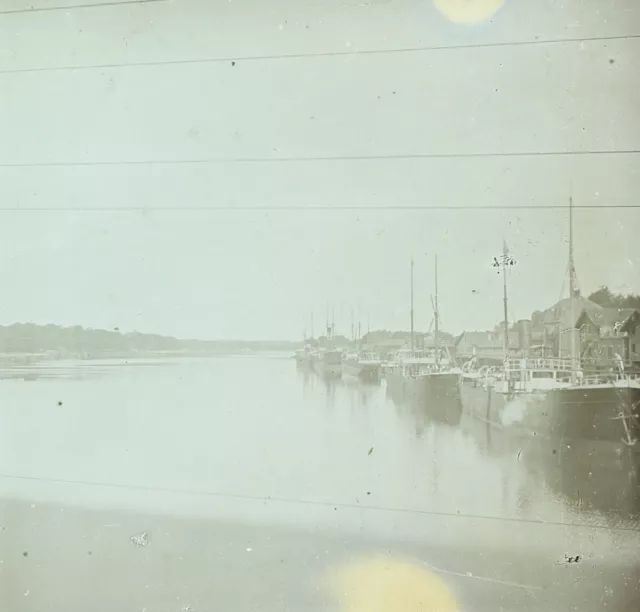 Fleuve bateau à vapeur c1920 Photo Plaque de verre Vintage V36L6n 