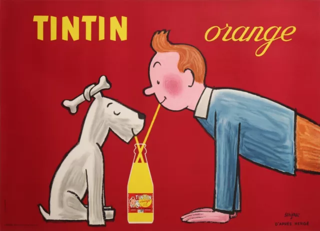 Tintin Orange  Savignac Hergé -  Rare Vintage Poster Of 1959