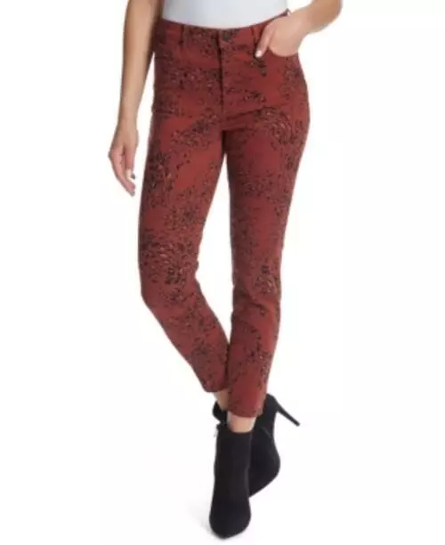 MSRP $65 Ella Moss High-Rise Printed Ankle Skinny Jeans RED SIZE 25