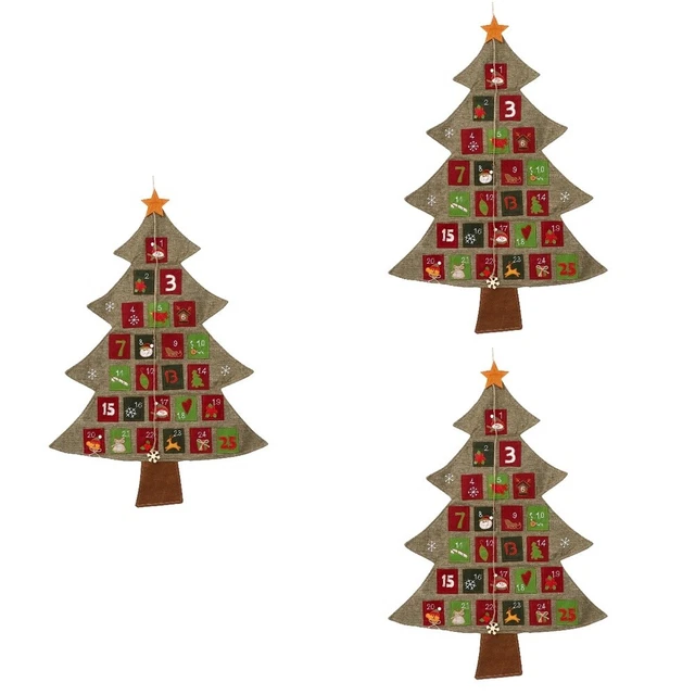 3 piezas Forma de árbol de Navidad Cuenta atrás Calendario de Navidad Home