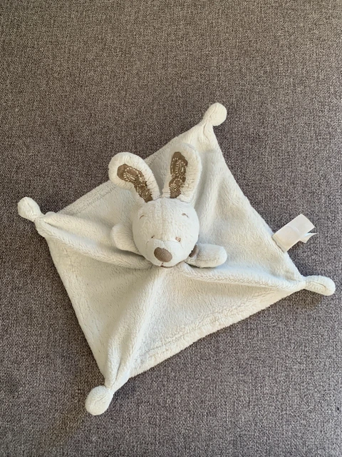 Doudou Nicotoy Mon ami teddy doudou plat lapin blanc beige
