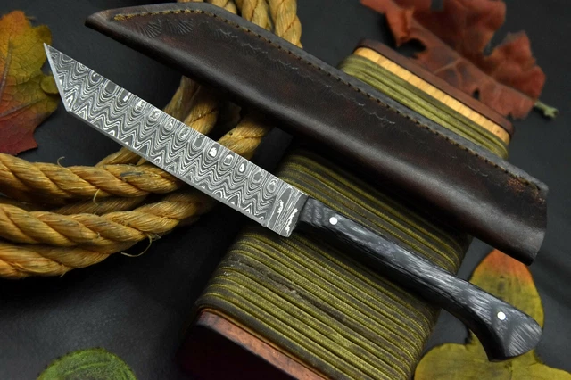 8.4"OAL Custom Hand Forged Damascus Steel Tanto Hunting Knife Handmade (Q690-A) 4