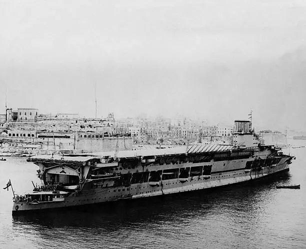 The Royal Navy Aircraft Carrier Hms Courageous Old Photo