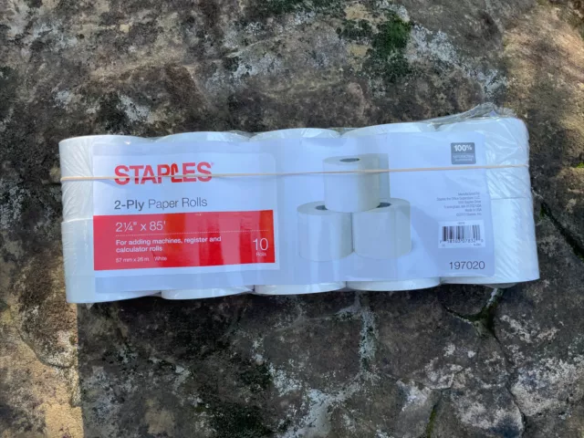 Staples Bond Paper Rolls, 2 1/4" x 85', 10/Pack (197020, 18216-CC)