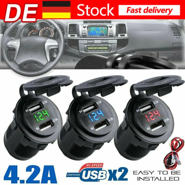 Auto Dual USB Ladegerät Buchse Einbau KFZ Zigarettenanzünder Steckdose 12V DHL