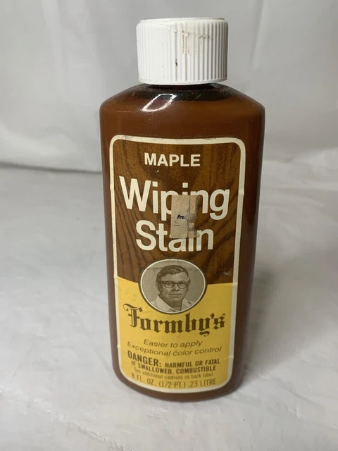 Vintage 1980’s Formby’s Maple Wiping Stain Full Bottle Garage Prop 8 Oz Bottle