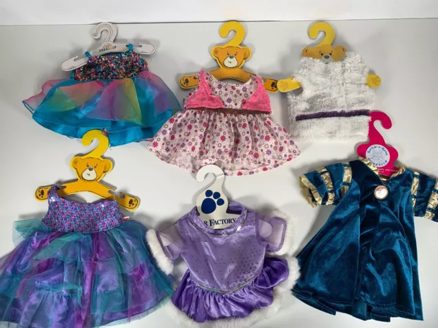 Build A Bear Workshop Clothing Bundle 6 Girl Dresses With Hangers Good Condition