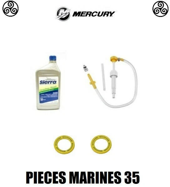 Kit Vidange Embase Mercury Sierra Huile 80W90 Premium + 2 Joints 26-830749