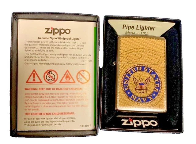NEW IN BOX 2016  ZIPPO United States Navy PIPE  Lighter Street Chrome