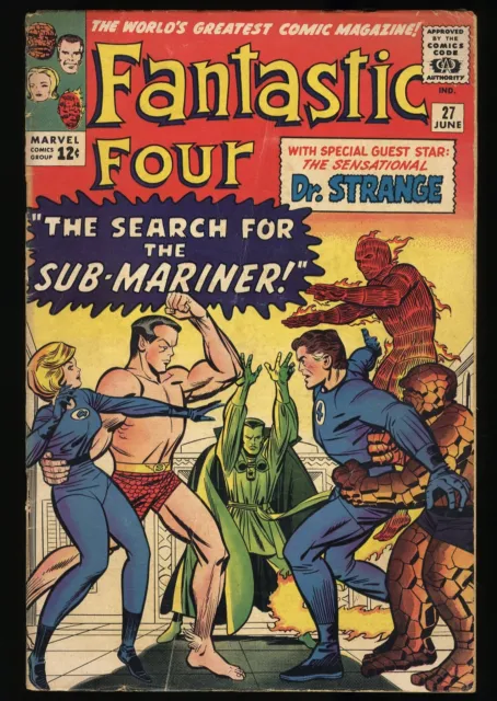 Fantastic Four #27 VG+ 4.5 Sub-Mariner Doctor Strange Appearance! Marvel 1964