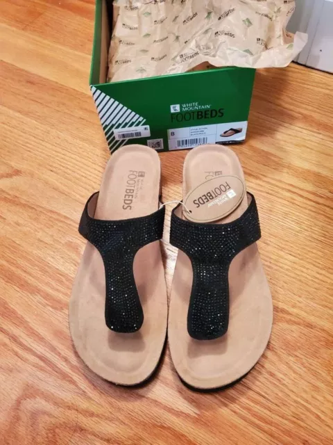 White Mountain Footbeds Black Wedge Sandals - Size 8 - FREE SHIPPING!!