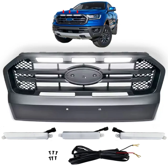 FOR FORD RANGER T7 from 2016-2019 Radiator Grille Double Bar Black LED ...