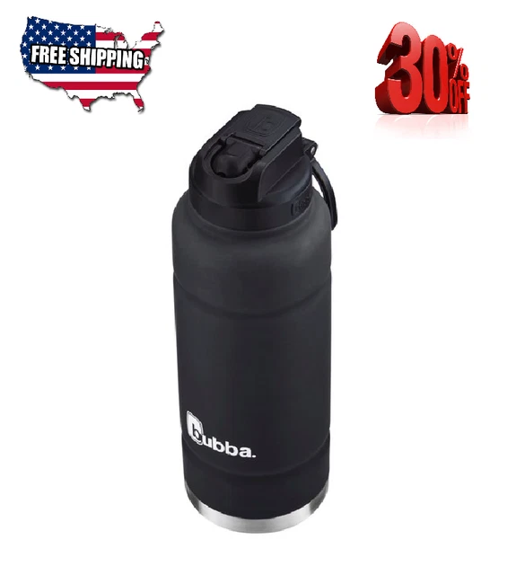 Bubba Trailblazer Stainless Steel Water Bottle Push Button Lid Rubberized Black