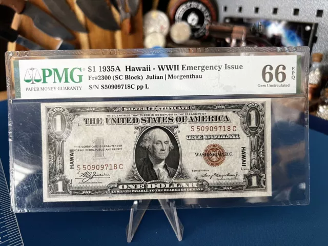 1935-A $1 Silver Certificate HAWAII EMERGENCY NOTE "S-C BLOCK" PMG 66 EPQ