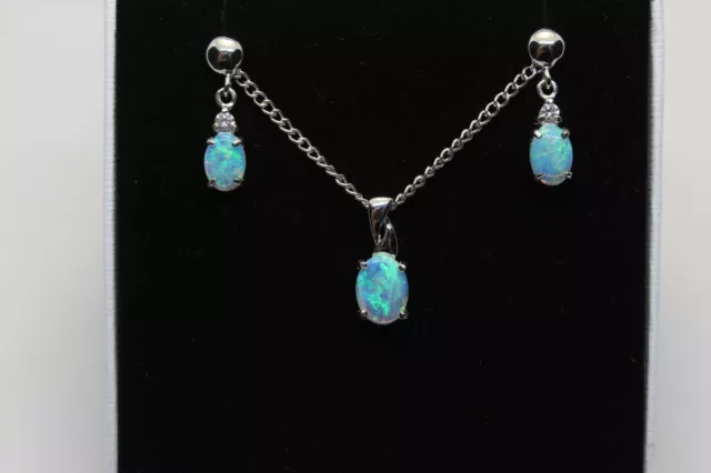 Australian Solid Opal Set Sterling Silver Setting