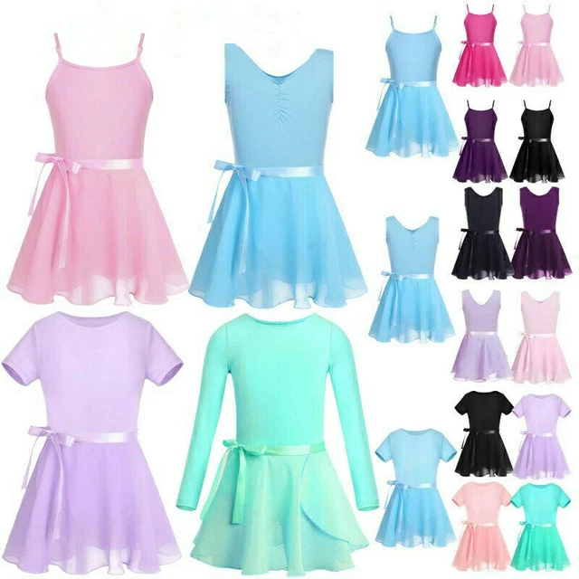 Kid Girls Cotton Ballet Dance Leotard + Chiffon Tutu Skirt Romper Dress 2Pcs Set