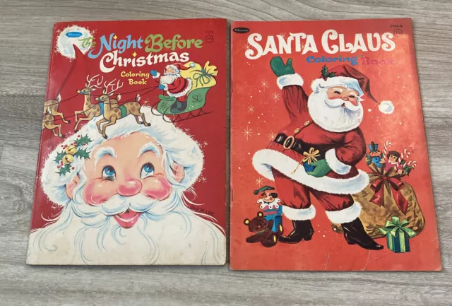 3 Vintage Kids Coloring Book 1963 Christmas Night Felt Santa Mother Goose  Witman
