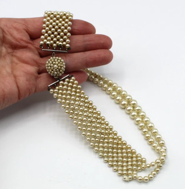 Collier De Perles De Culture Vintage Des Années 1950 - Fermoir En Or 18 Carats, Fil Noué, 45.5 Cm