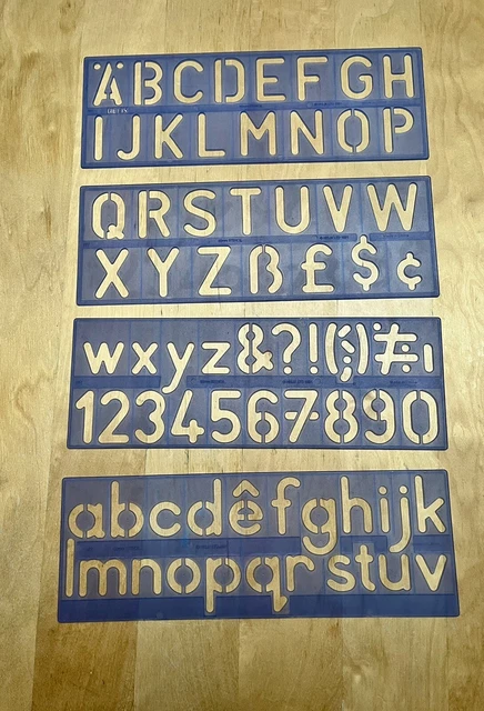 Set 4 Stencil Alfabeto E Numeri In Plastica Per Bambini - Didattico, Pittura, Scrapbooking, Fai Da Te