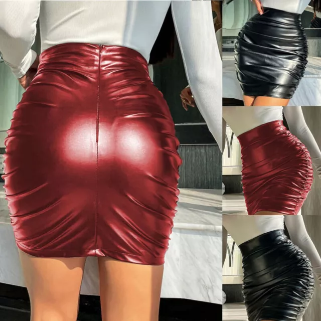 Womens Sexy Mini Skirt High Waist Tummy Control Slim Skirt Casual Bodycon Skirts