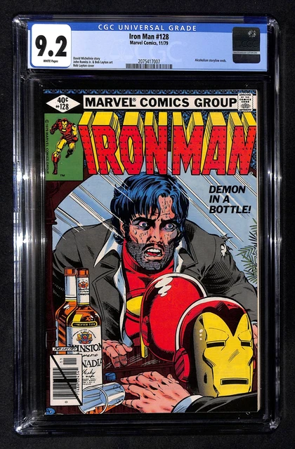 Iron Man #128 CGC 9.2 Alcoholism storyline ends - Demon In A Bottle 1979