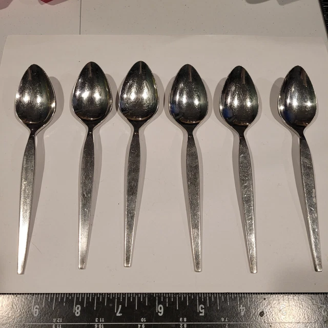 6 Oneida Community SATINIQUE Teaspoons Old Style Stainless Betty Crocker Lot Set