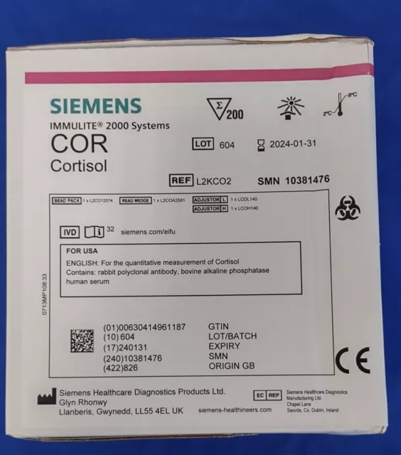 Siemens Immulite 2000 Cortisol (200 Tests/Kit) SMN 10381476
