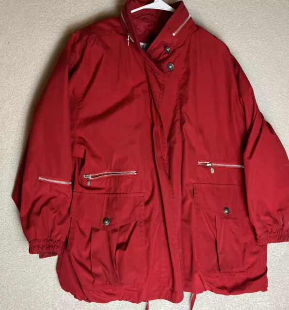 MULBERRY STREET Mens Is Long Sleeve Red Jacket w/Hood Zipper Large RN 49469