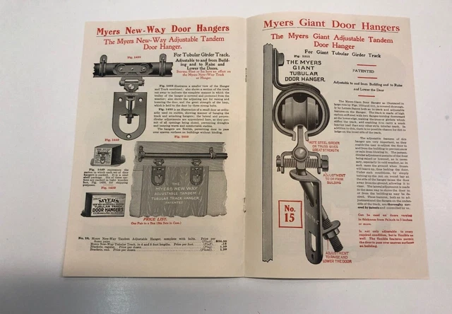 Vintage Early 1900'S Myers New Way Giant Barn Door Rollers Catalog Hangers 3