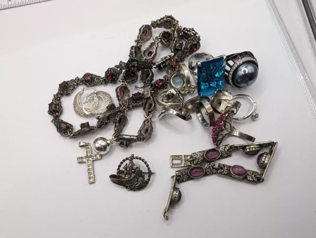 Joblot Vintage 925 Sterling Silver Jewellery. Scrap/Use No Reserve. See Photos🤩