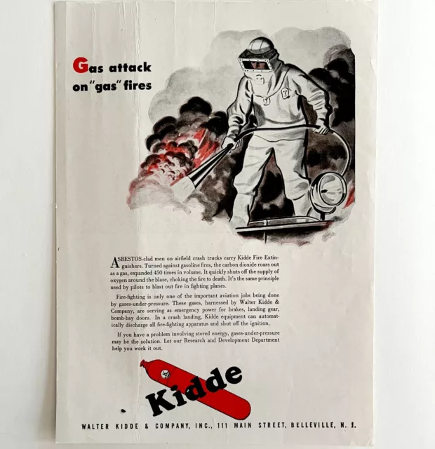 Kidde Fire Extinguisher 1940s Asbestos Suit Advertisement Lithograph DWCC4 2