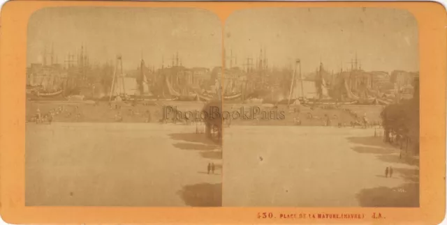 Le Havre Platz Der Reife Frankreich Foto Andrieu Stereo Vintage Albumin 1862