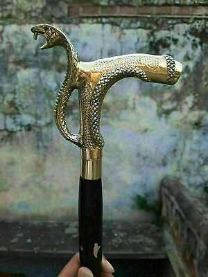 NUOVO BASTONE NERO KING COBRA TESTA IN OTTONE SOLIDO MANIGLIA DESIGNER... 