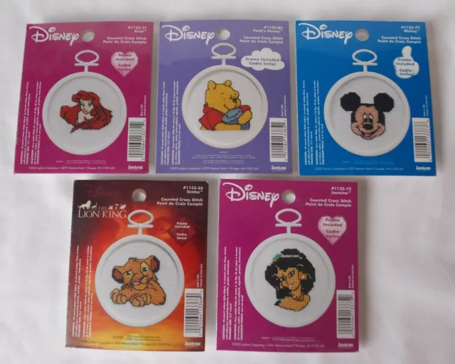 5 Disney Counted Cross Stitch Mini Kits Janlynn,  Inc Mickey Mouse