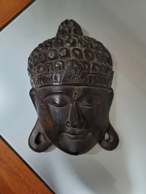 Maschera antica in legno di  Buddha