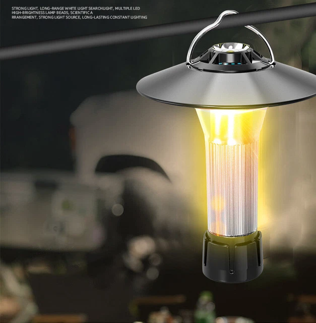 Portable Flashlight LED Rechargeable Camping Lantern Bright Tent Lamp USB